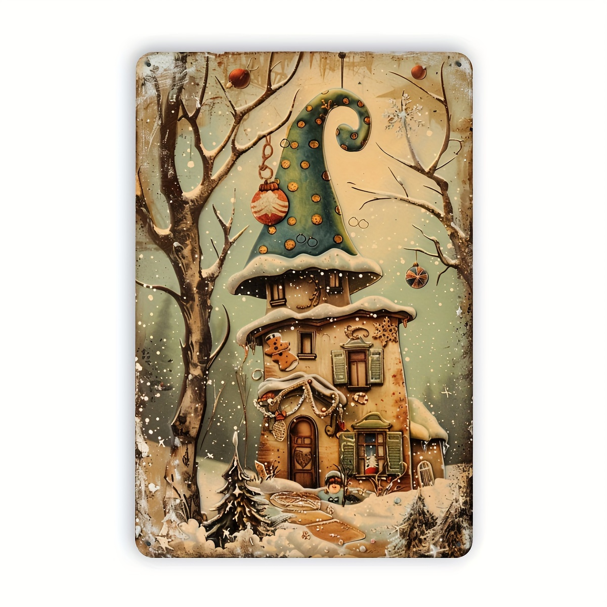 Home Office And Library - Placa de Metal Vintage de Natal