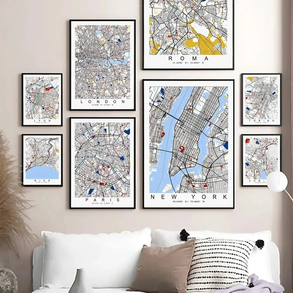 Home Office Of London - 1pc Mapa Mundial Colorido de Nova
