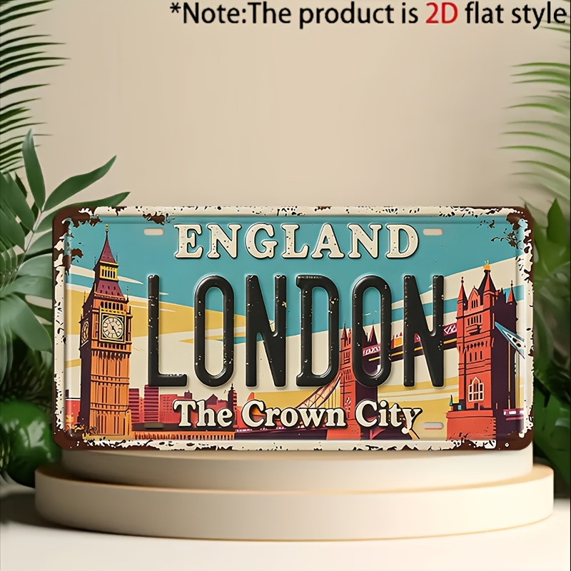 Home Office Of London - Placa de Metal Vintage Durável London