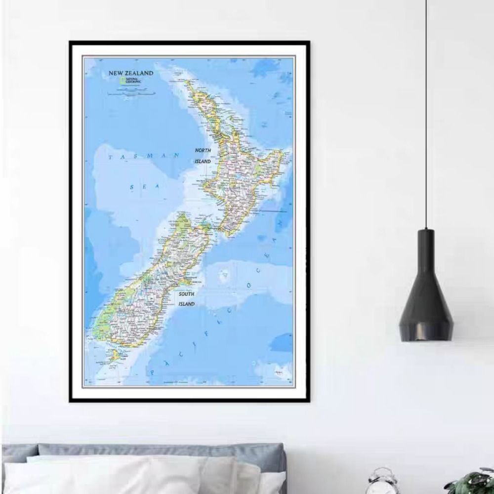 Home Office And Library - Grande Mapa da Nova Zelândia em
