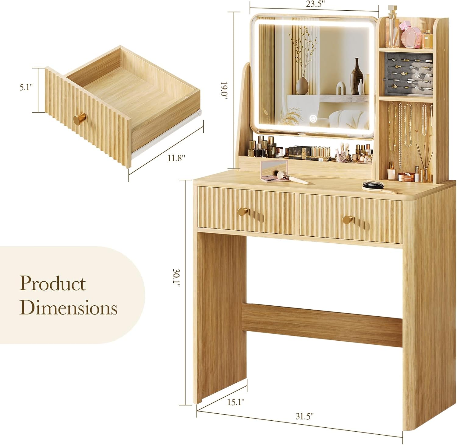Mesa de Maquiagem com Espelho  - Desk Drawer Small avaliação e preço