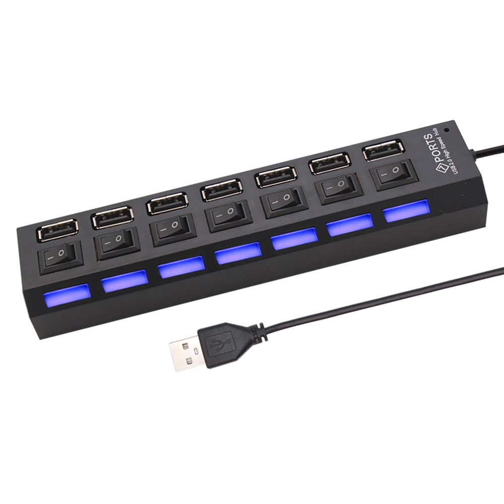 Hub USB 2.0 de 7 portas, divis - Home Office Laptop avaliação e preço