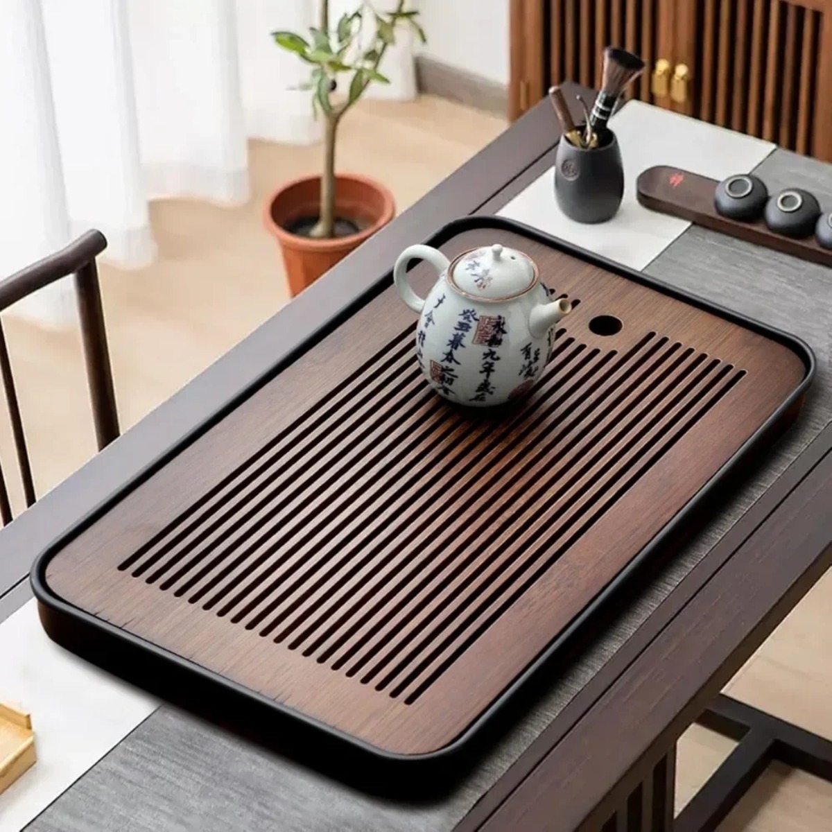 Mesa de chá de bambu destacáve - Desktop Organizer Bamboo avaliação e preço