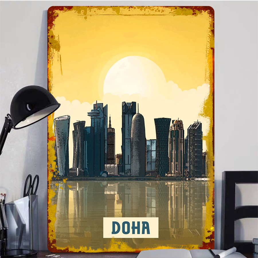 Doha Skyline Metal Wall Art Qa - Home Office Qatar avaliação e preço